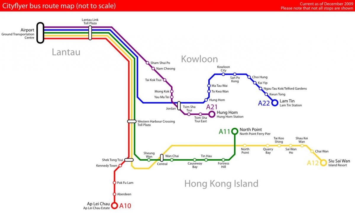 Χονγκ Κονγκ διαδρομή του λεωφορείου χάρτης