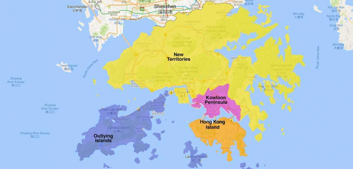 χάρτης του Χονγκ Κονγκ περιοχή