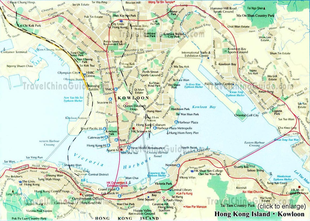 το κέντρο του Χονγκ Κονγκ εμφάνιση χάρτη