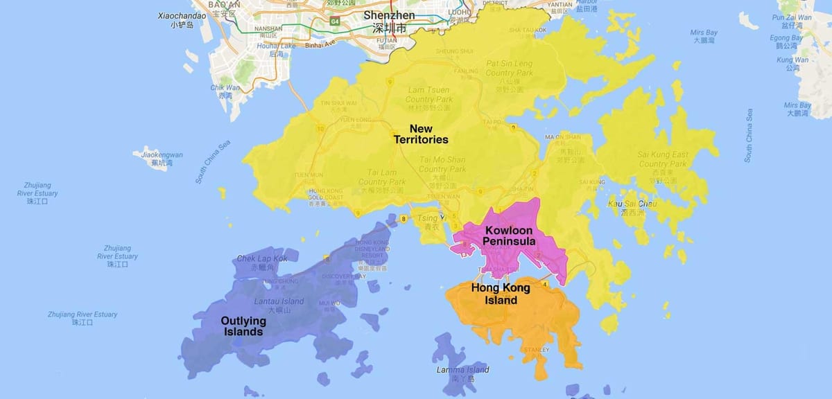 χάρτης του Χονγκ Κονγκ περιοχή
