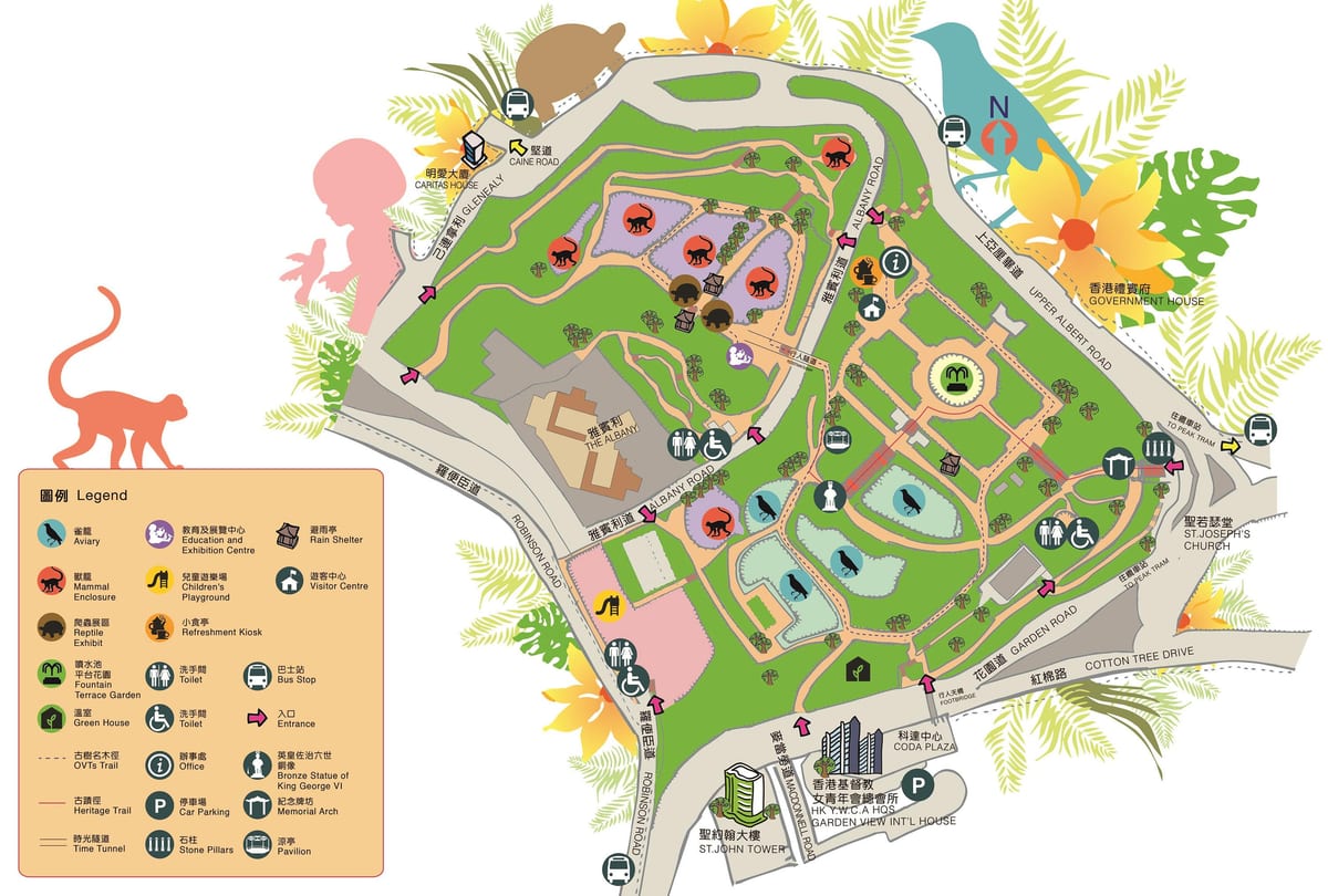 χάρτης της Hong Kong zoological and botanical gardens