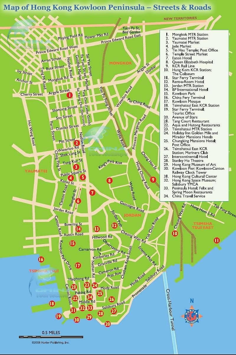 χάρτης της Nathan road Χονγκ Κονγκ