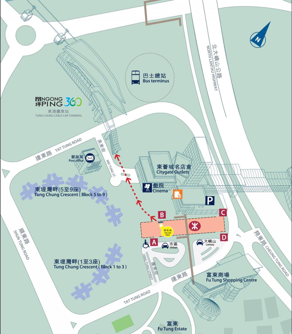 Tung Chung γραμμή MTR χάρτης