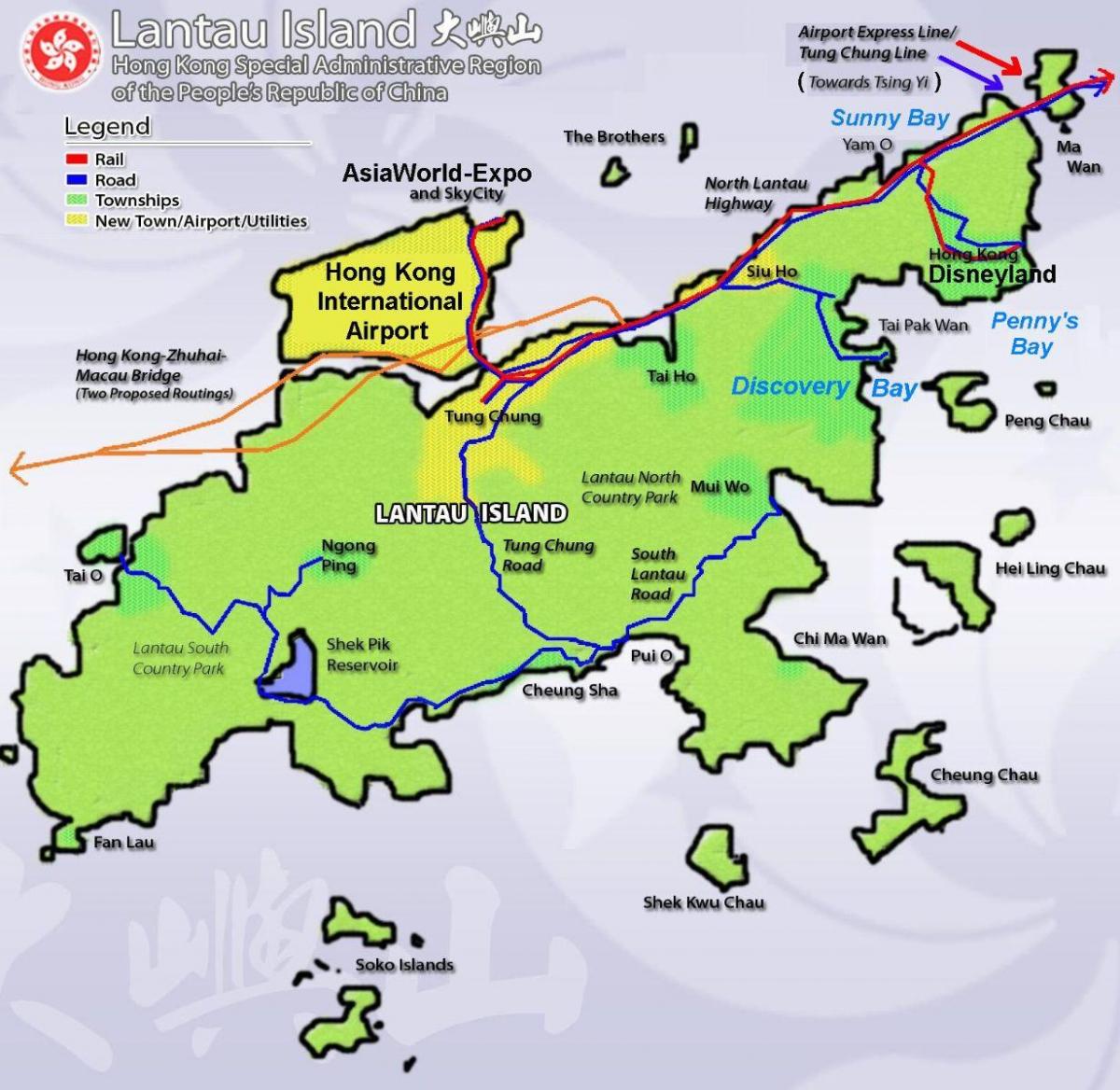 Χονγκ Κονγκ νησί τουριστικό χάρτη