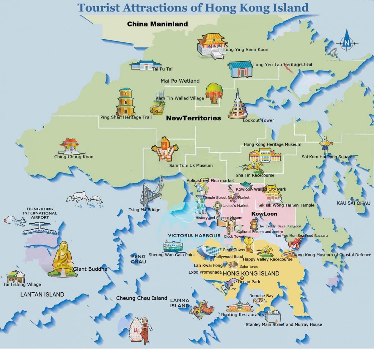 χάρτης του Χονγκ Κονγκ νησί