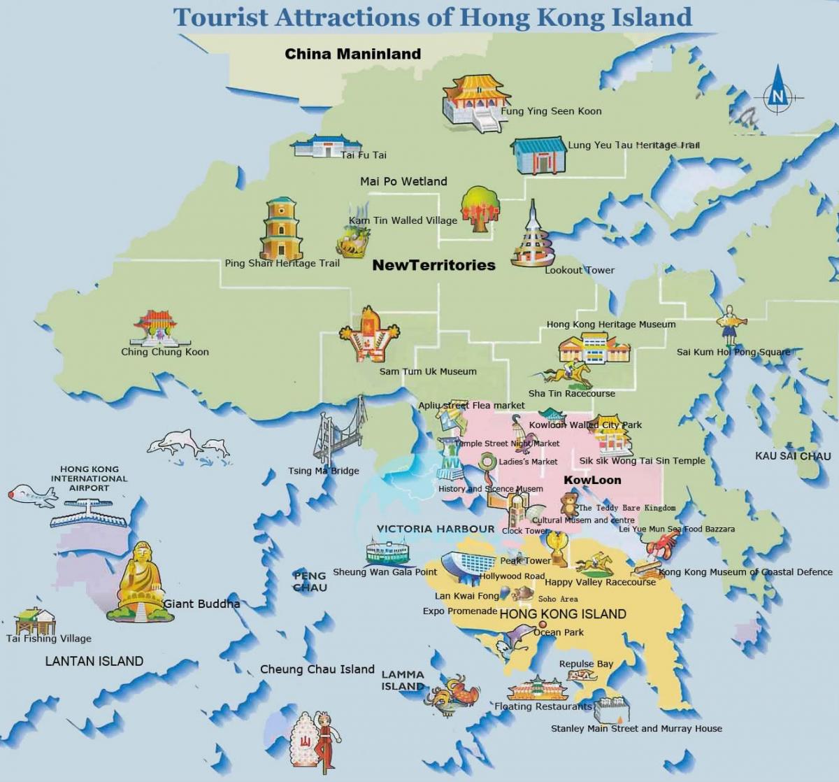 Χονγκ Κονγκ εμφάνιση χάρτη τουριστικών