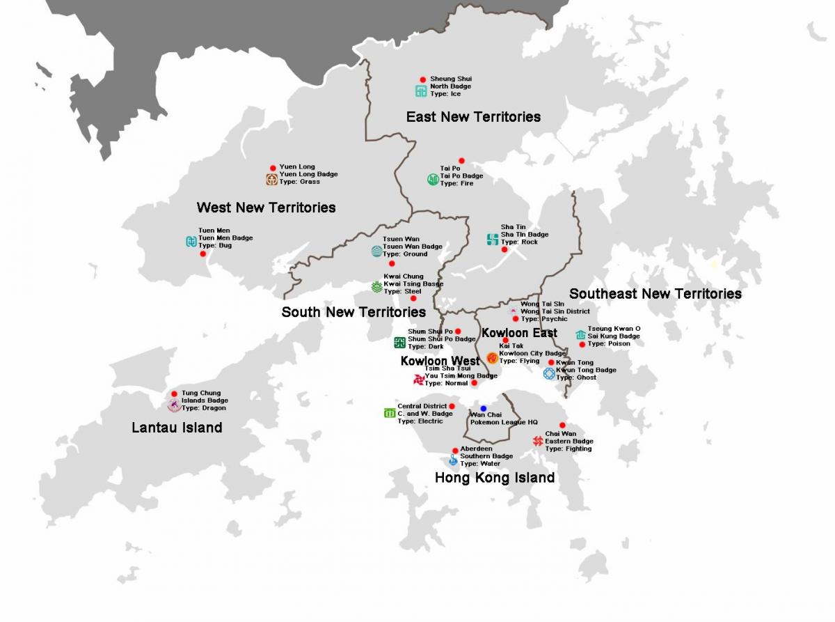 χάρτης του Χονγκ Κονγκ περιοχές