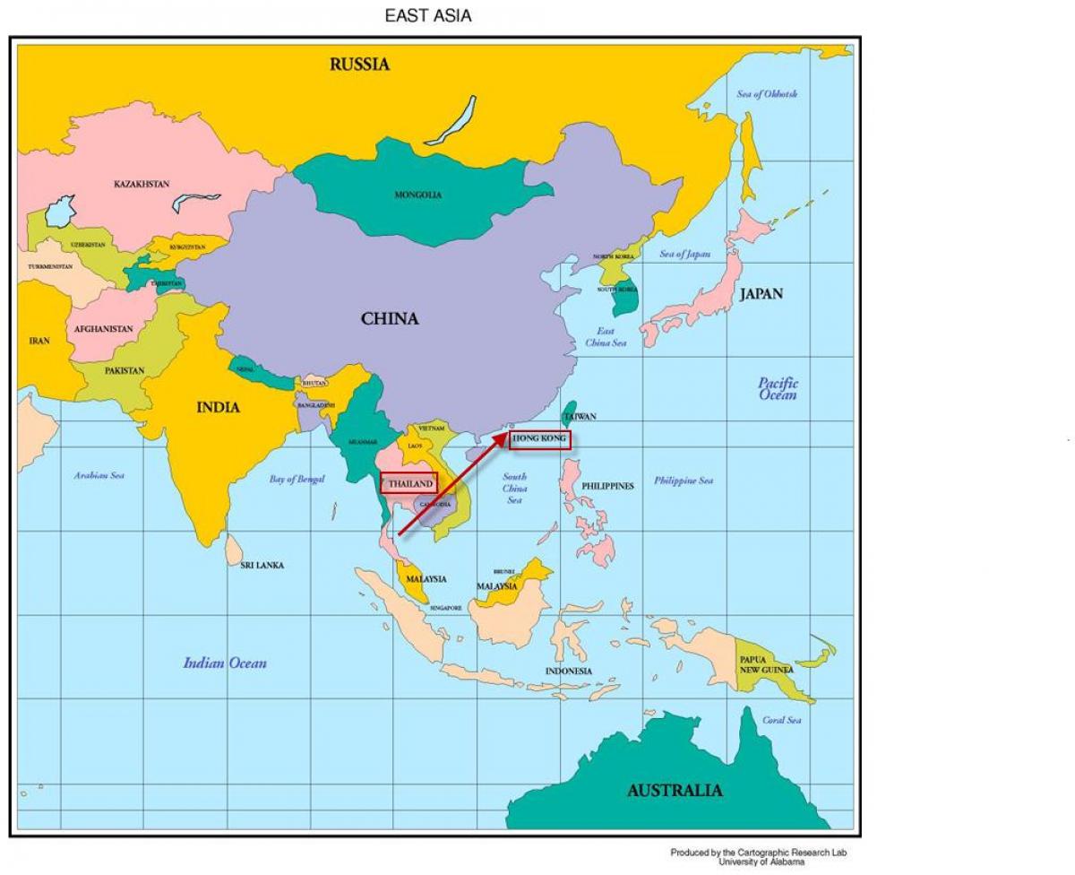 Χονγκ Κονγκ στο χάρτη της ασίας