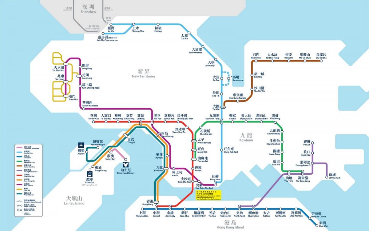 HK τρένο χάρτης