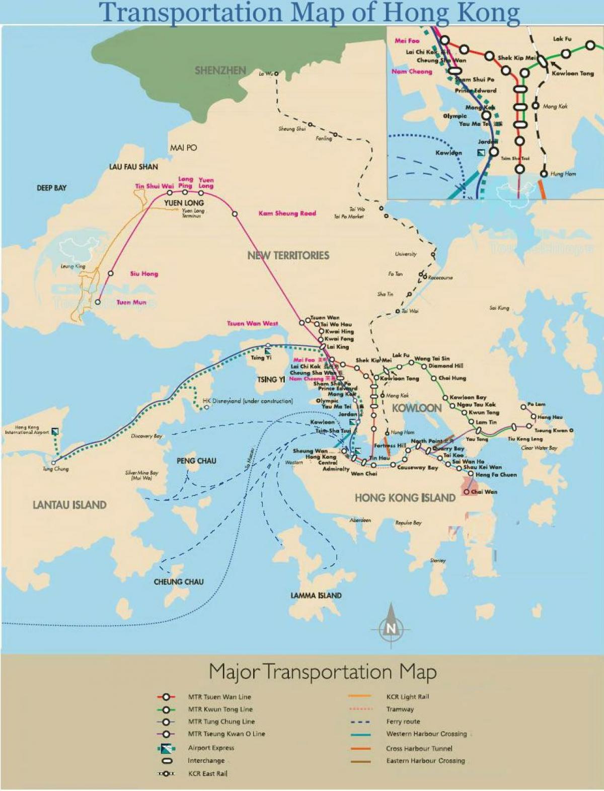 Χονγκ Κονγκ ακτοπλοϊκά δρομολόγια χάρτης