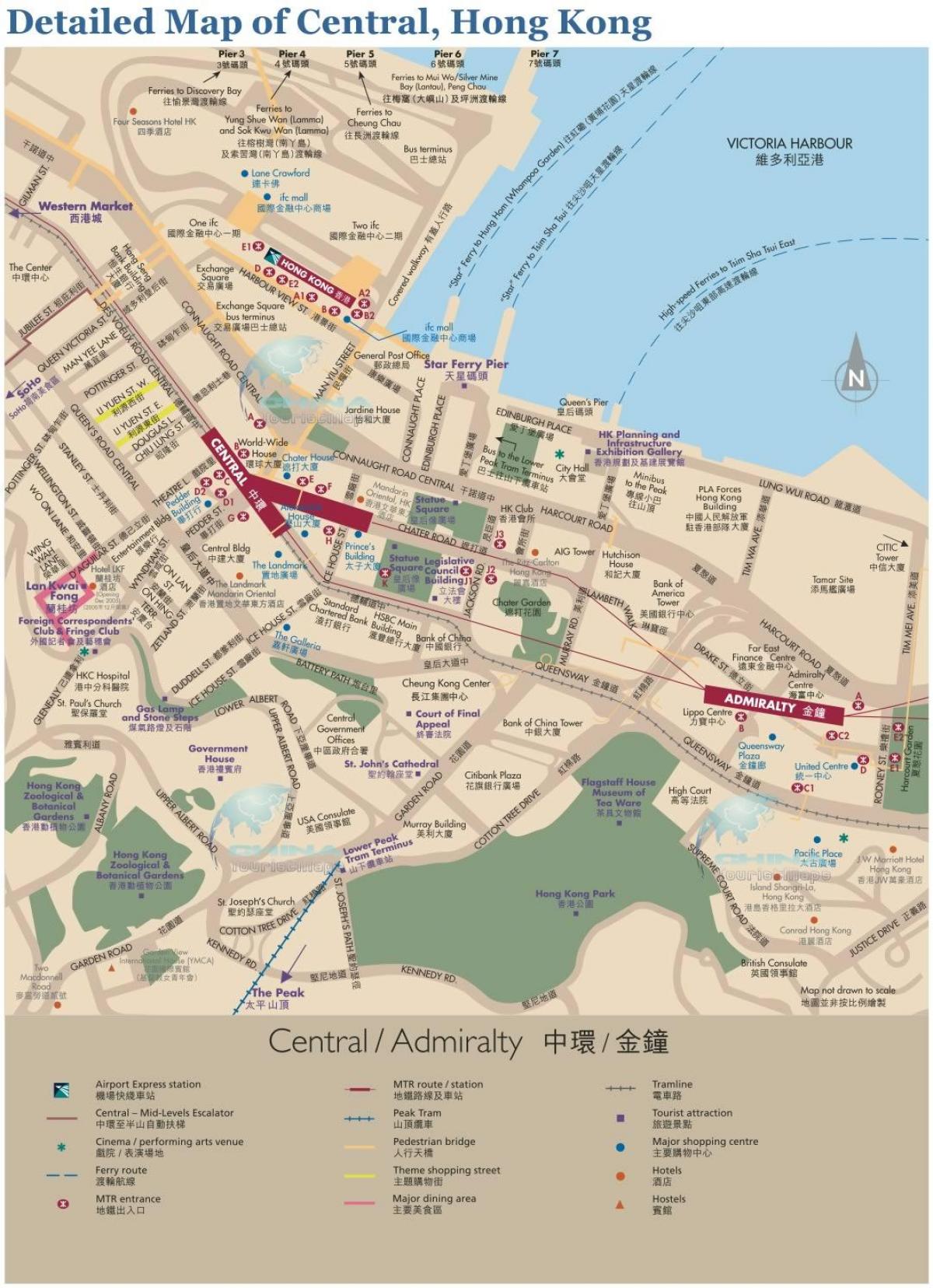Χονγκ Κονγκ κεντρική χάρτης