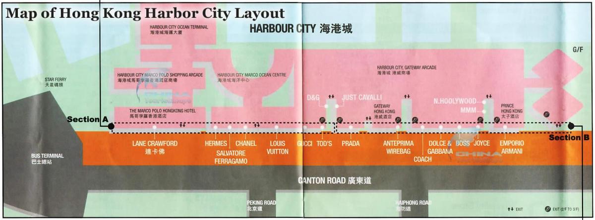 χάρτης του λιμανιού της πόλης του Χονγκ Κονγκ