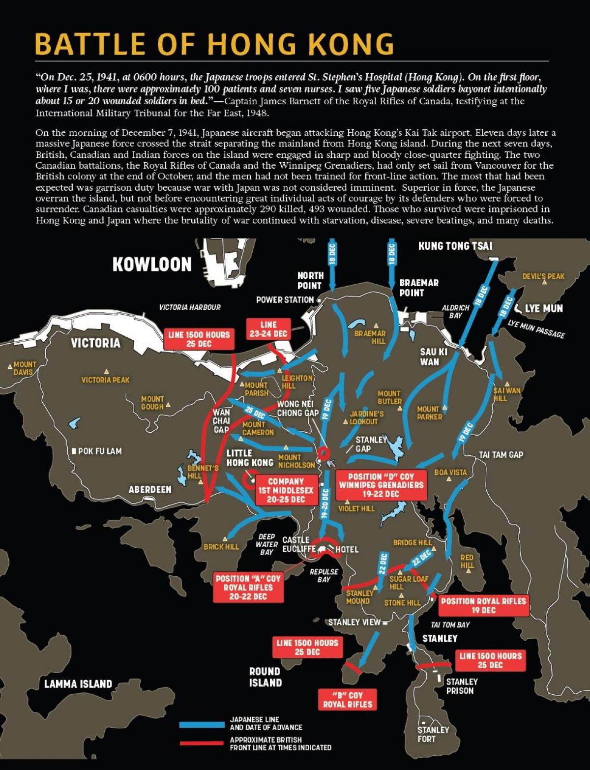 χάρτης της μάχης του Χονγκ Κονγκ