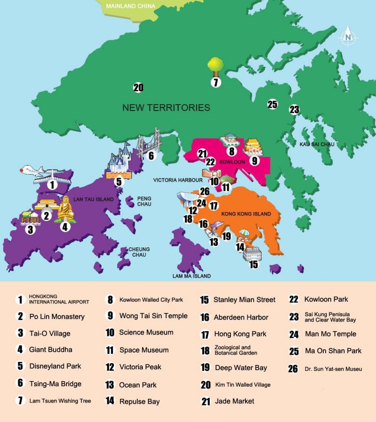 χάρτης των νέων εδαφών Χονγκ Κονγκ