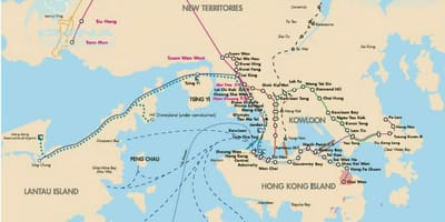 Χονγκ Κονγκ ακτοπλοϊκά δρομολόγια χάρτης